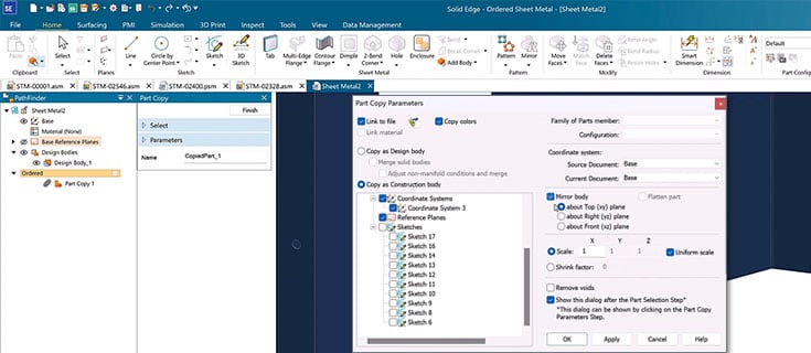 Solid Edge 2026: Optimierte Teilekopie