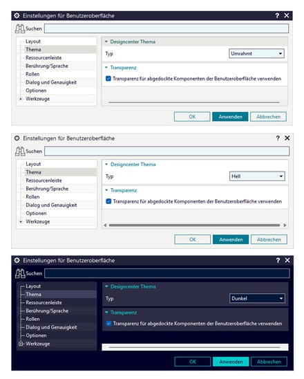 NX 2512: neue Themes für die Benutzeroberfläche