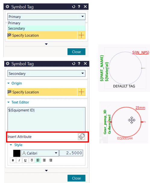 NX 2512: Hinzufügen mehrerer Tags zu Symbolen