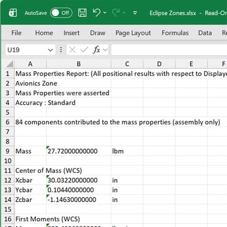 Designcenter Add-on Zonenbasierte Massenanalyse Excel Export